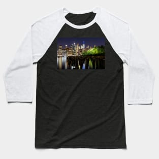 New York City at Night Baseball T-Shirt